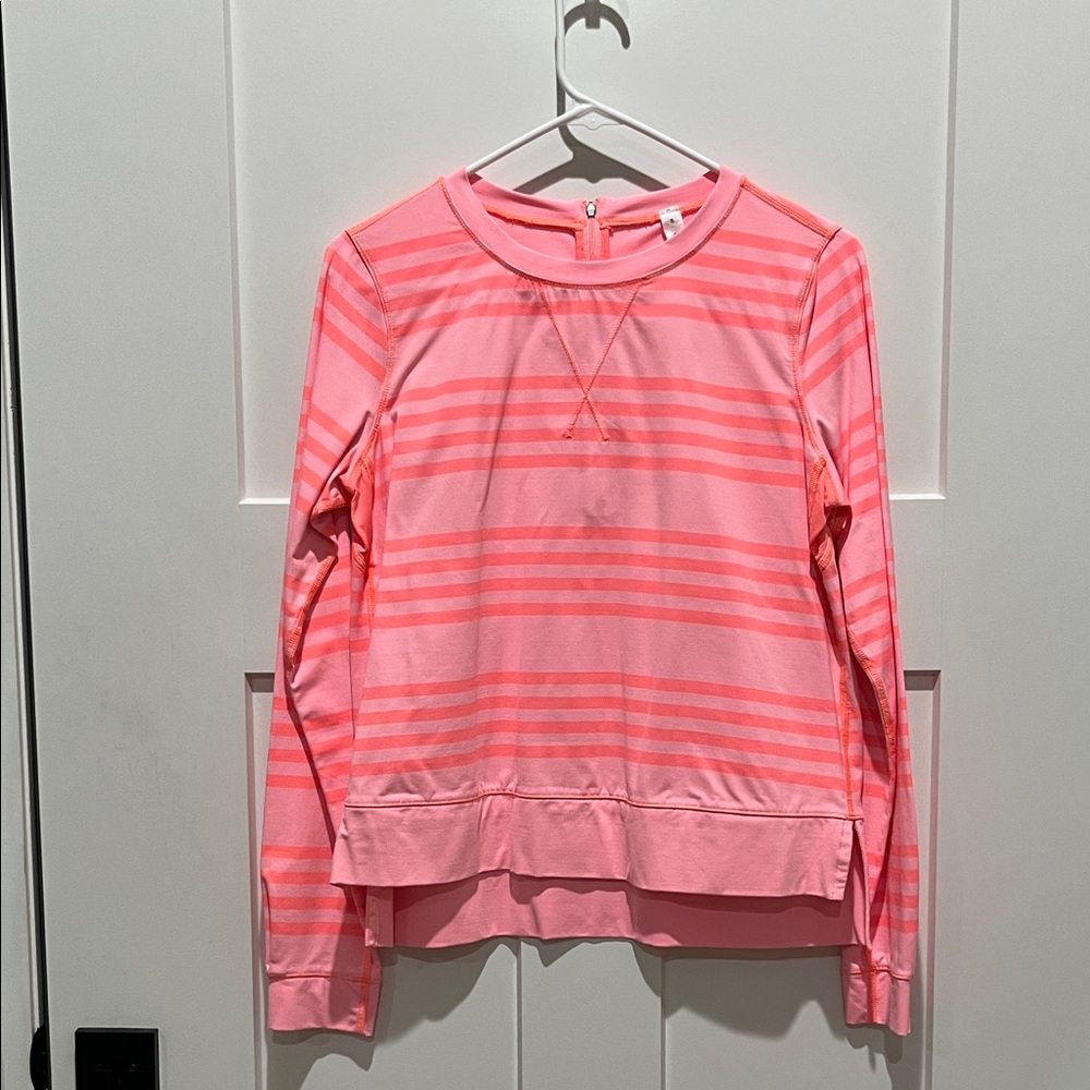 Lululemon Athletica Coral and Pink Striped Top
